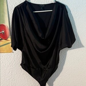 Rachel Zoe Black Draped Bodysuit